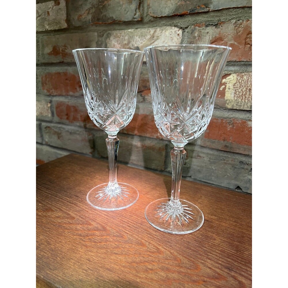 2 Crystal Wine Glasses - Cristal d'Arque - no chips - Vintage Stemware